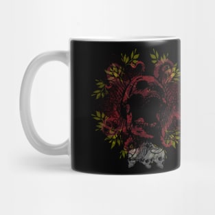 Skull drawing with plants and tentacles Mug